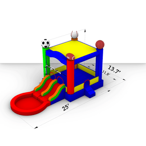 sports-bounce-house-slide-with-pool